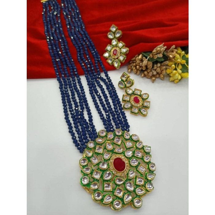 Traditional Indian Necklace . Kundan Polki Set . Beaded Necklace With Polki Pendent . Ethnic Indian Necklace . Party Wear Necklace . Woman | Save 33% - Rajasthan Living 9