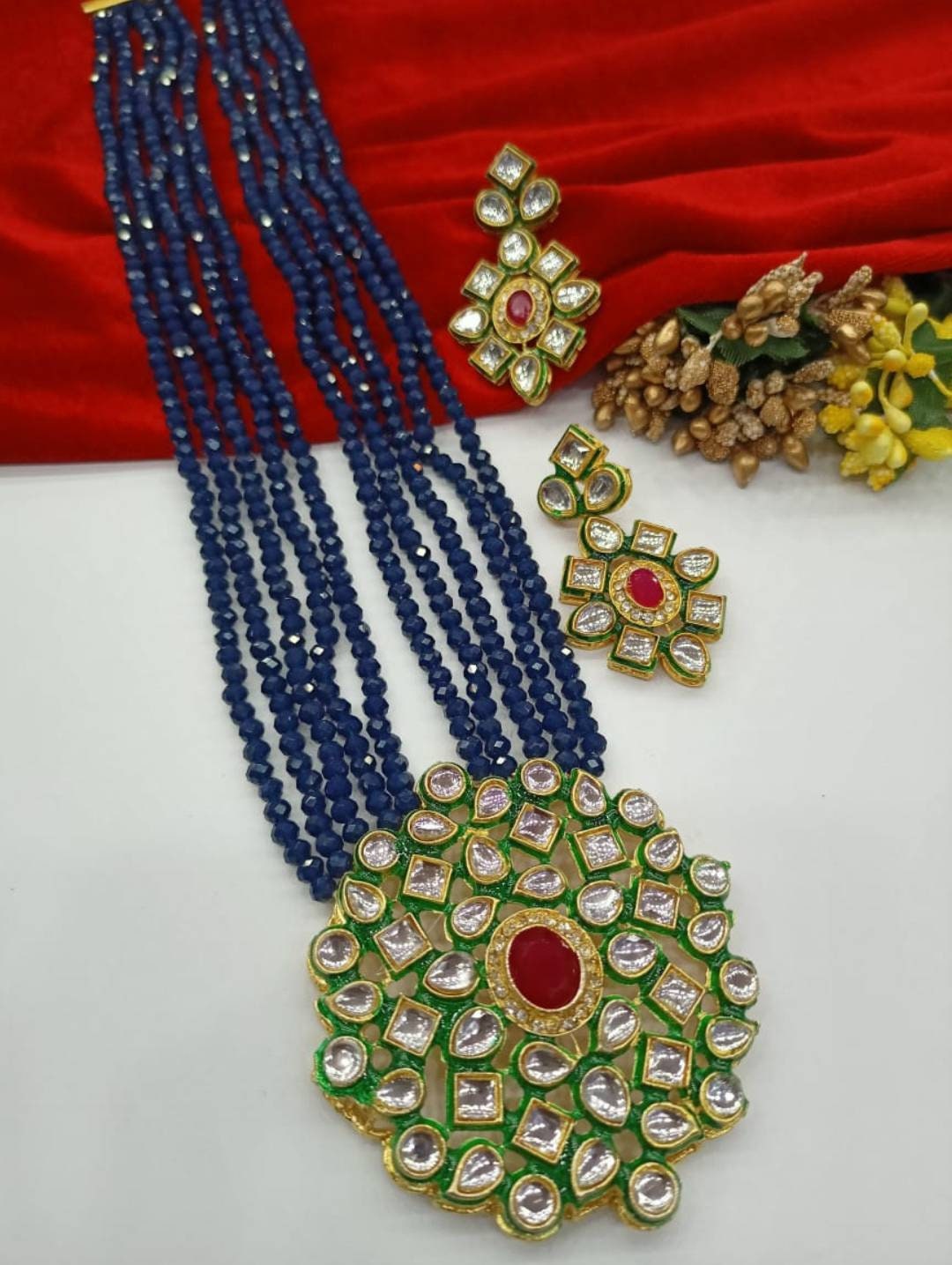 Traditional Indian Necklace . Kundan Polki Set . Beaded Necklace With Polki Pendent . Ethnic Indian Necklace . Party Wear Necklace . Woman | Save 33% - Rajasthan Living 16