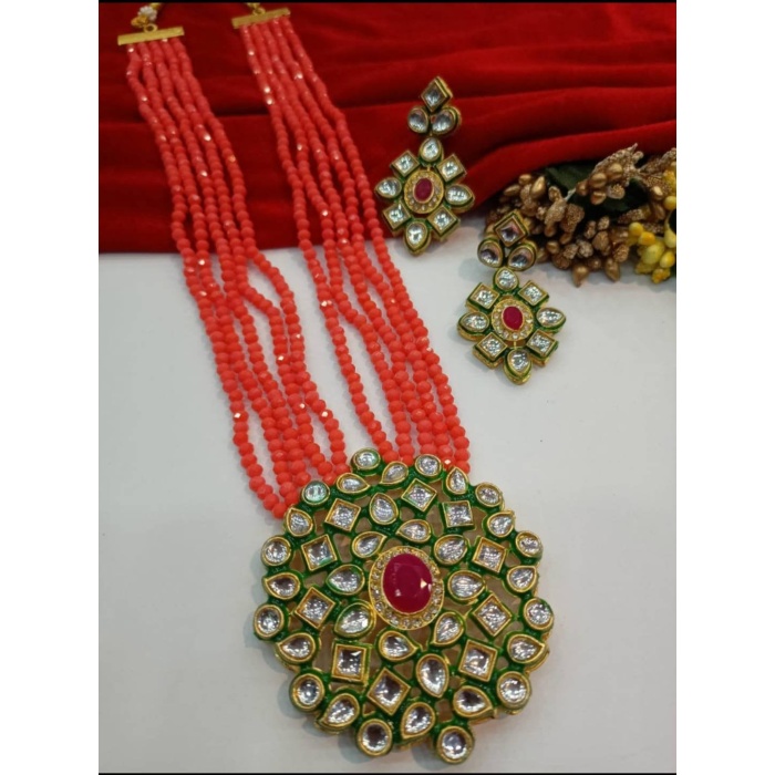 Traditional Indian Necklace . Kundan Polki Set . Beaded Necklace With Polki Pendent . Ethnic Indian Necklace . Party Wear Necklace . Woman | Save 33% - Rajasthan Living 8