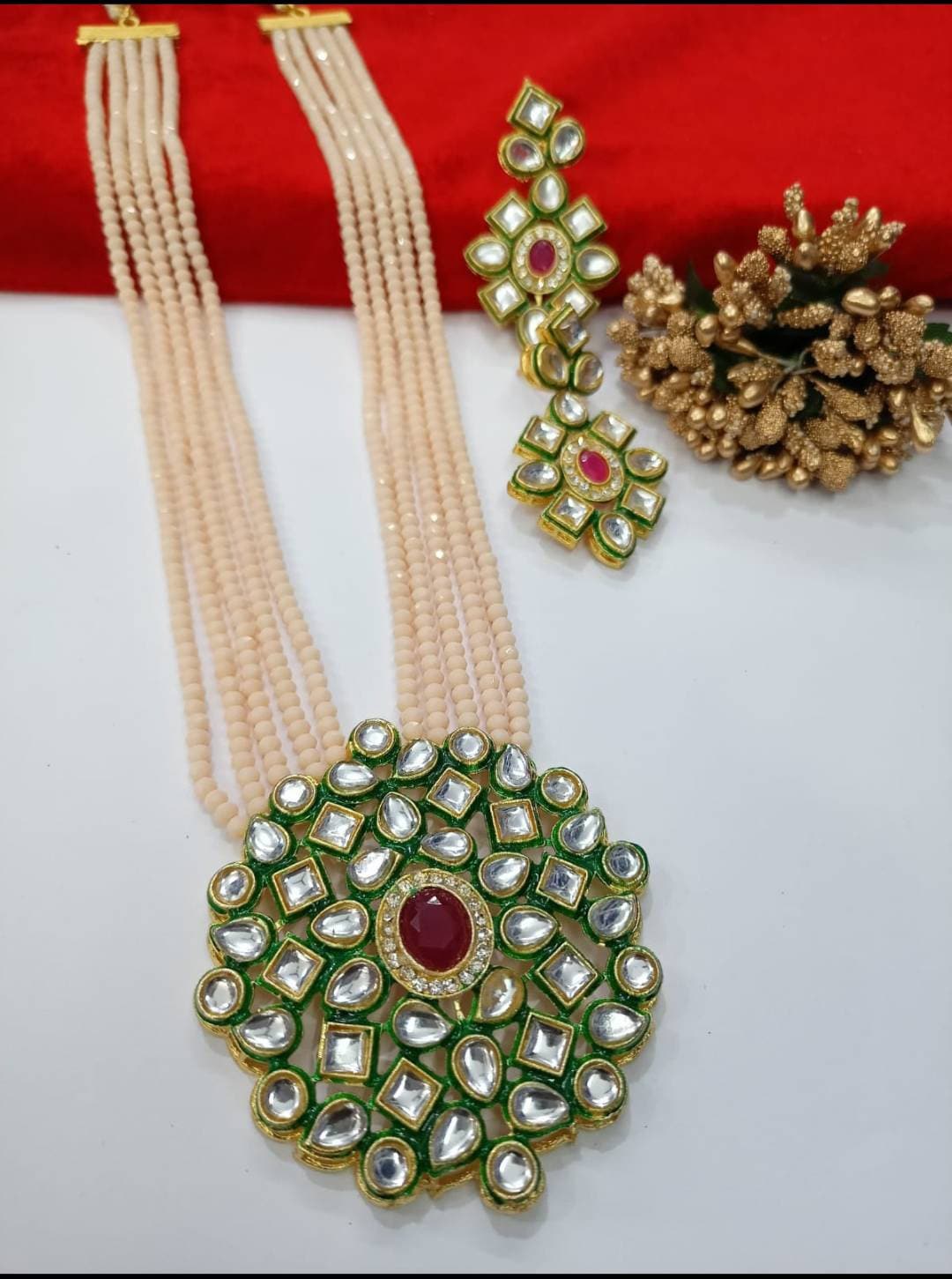 Traditional Indian Necklace . Kundan Polki Set . Beaded Necklace With Polki Pendent . Ethnic Indian Necklace . Party Wear Necklace . Woman | Save 33% - Rajasthan Living 16