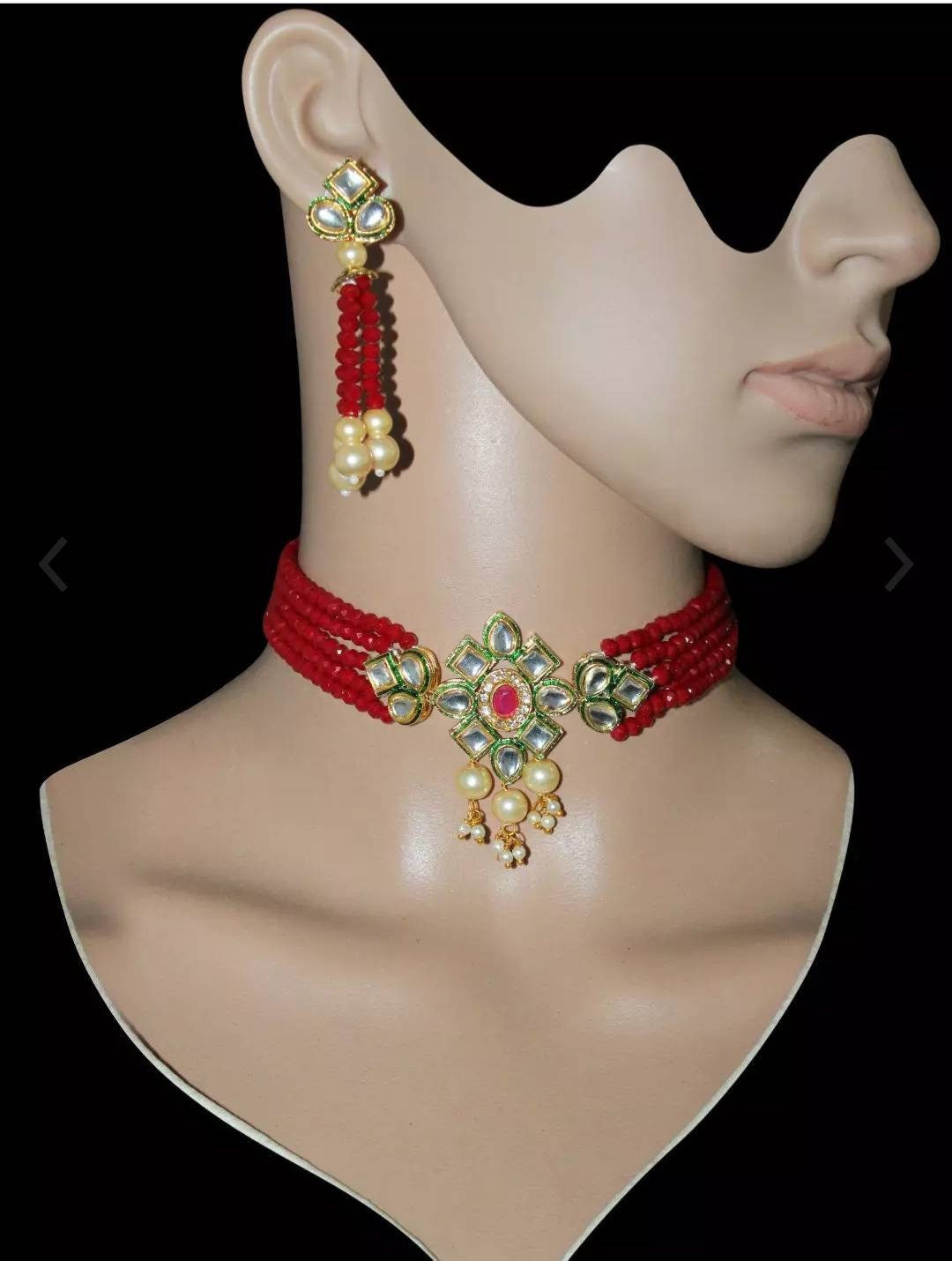 Indian Kundan Choker/ Indian Jewelry/ Indian Necklace/ Indian Choker/ Indian Wedding Necklace Set/ Kundan Choker/party Wear Set Fashion | Save 33% - Rajasthan Living 11