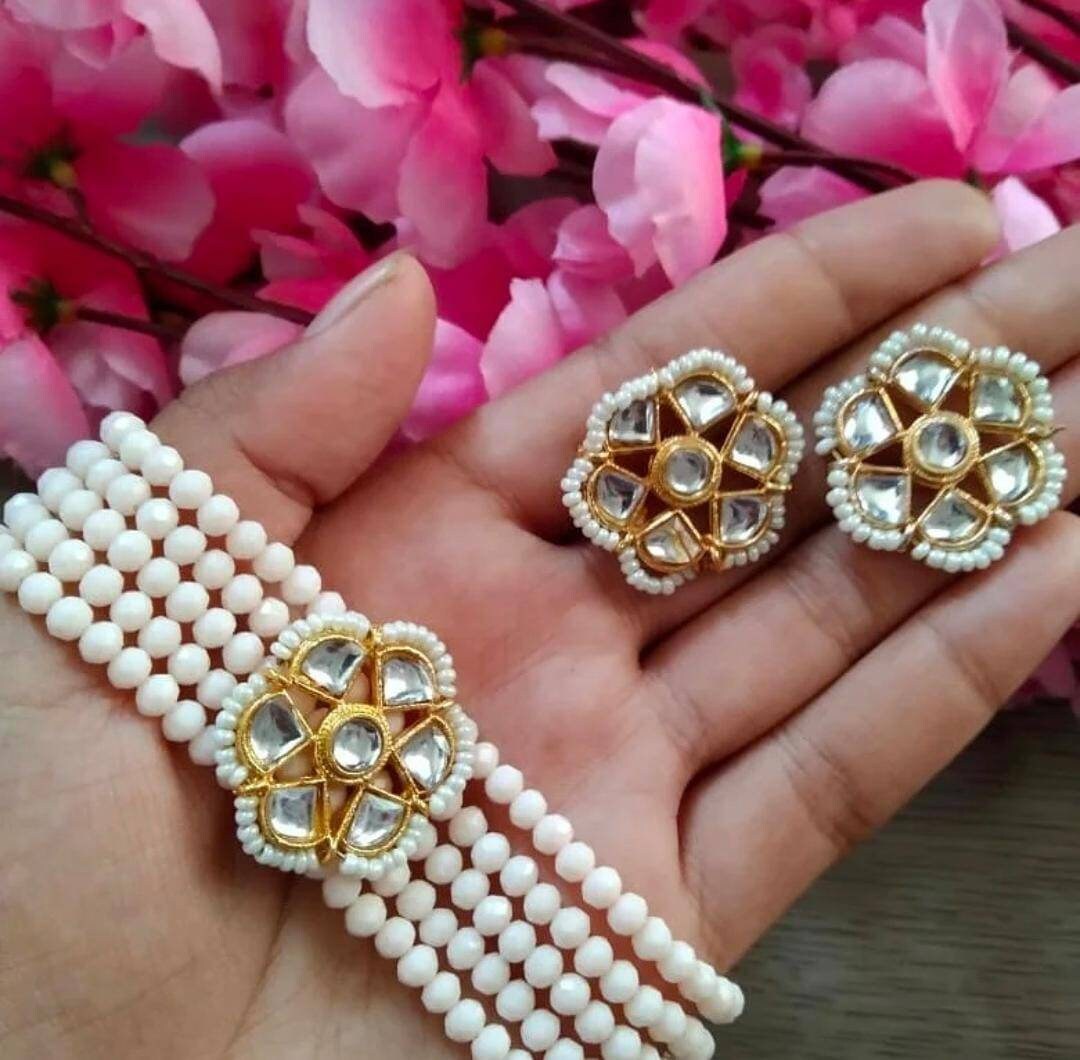 Indian Kundan Choker/ Indian Jewelry/ Indian Necklace/ Indian Choker/ Indian Wedding Necklace Set/ Kundan Choker /gold Plated Jewellery | Save 33% - Rajasthan Living 15