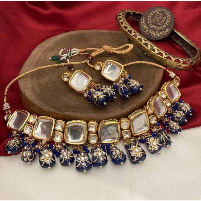 Tanjore Kundan Choker Set, Simple Kundan Set, Multi Color Kundan Set, Meena Kundan Necklace Set, Indian Kundan Jewellery, Punjabi Jewelry | Save 33% - Rajasthan Living 8