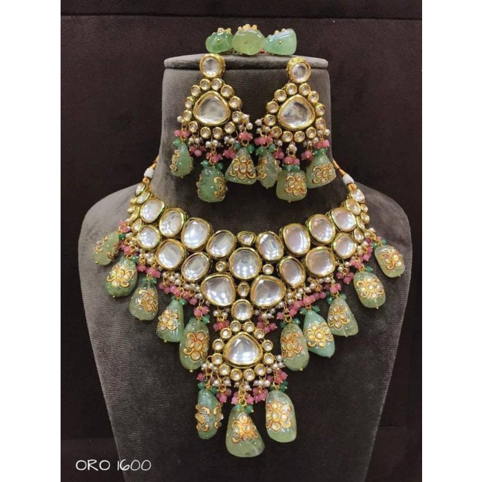 Sabyasachi Inspired Designer Kundan Set, Green Kundan Choker, Kundan Bridal Choker Set, Customizable Kundan Bridal Sets, Royal Kundan Sets | Save 33% - Rajasthan Living 7
