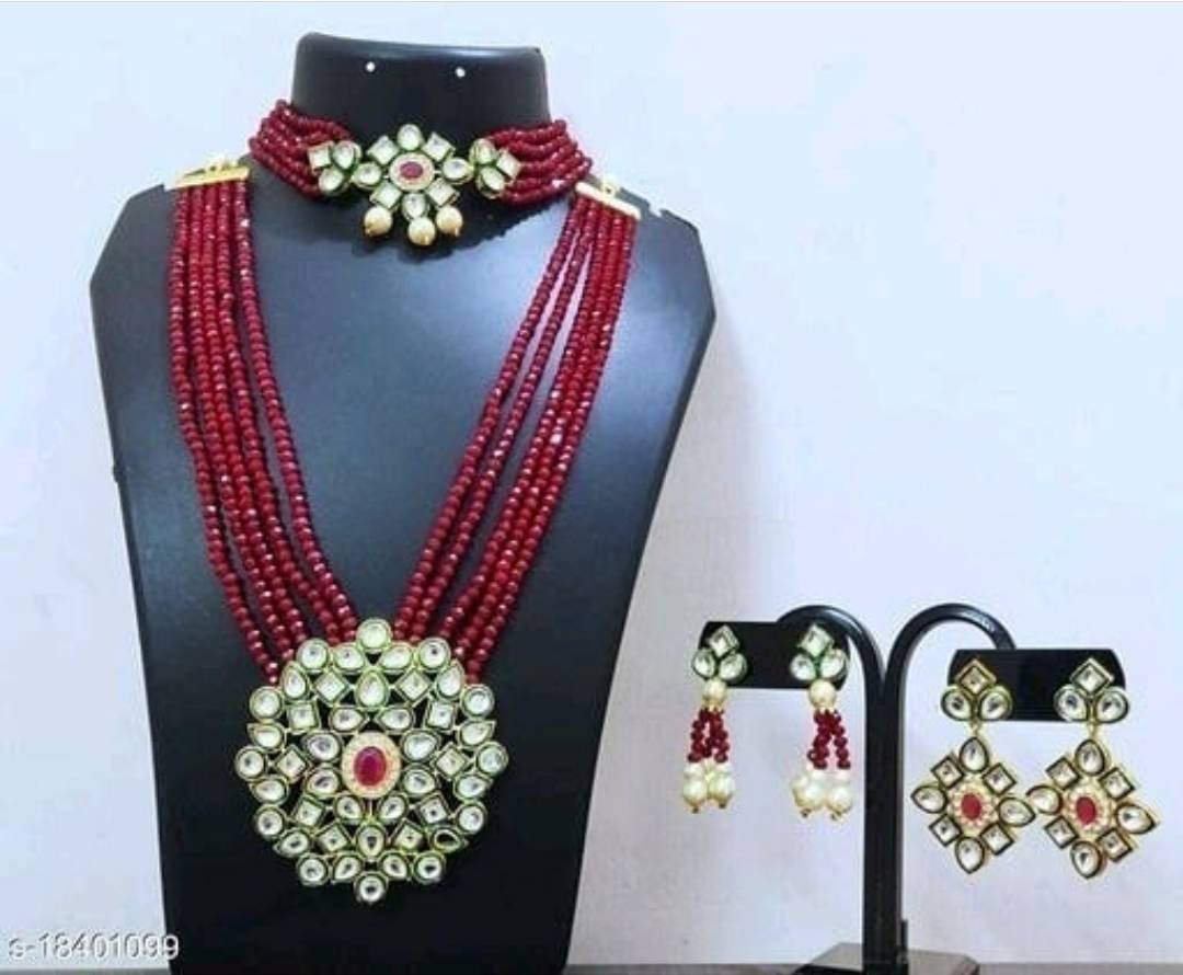 Classic Kundan Meena Necklace Set With Matching Choker, Kundan Meena Work, Indian Jewellery, Indian Choker, Indian Necklace, Indian Tranding | Save 33% - Rajasthan Living 11