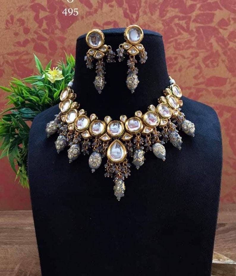 Tanjore Kundan Necklace Set, Simple Kundan Set, Multi Color Kundan Set, Meena Kundan Necklace Set, Indian Kundan Jewellery, Dulhan Set | Save 33% - Rajasthan Living 11