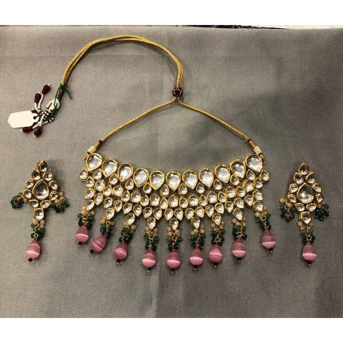 Ac Kundan Bridal Choker Set With Semi Precious Stones & Meena Work| Kundan Choker Set | Customisable Choker Set| Gold Plated| Dulhan Set | Save 33% - Rajasthan Living 10