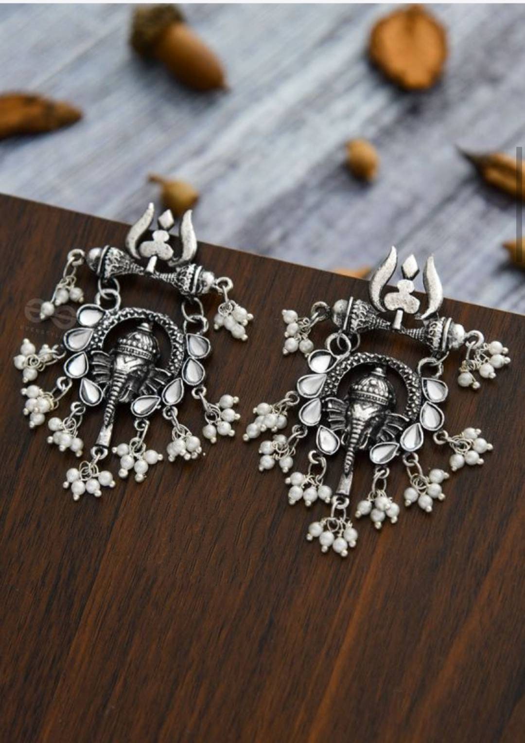 Indian Traditional Oxidized Bollywood Jewelry Maa Durga Top Earrings Chain Jhumka With Ganesh Ji Design Very Cool Casul Earrings in Wedding | Save 33% - Rajasthan Living 10
