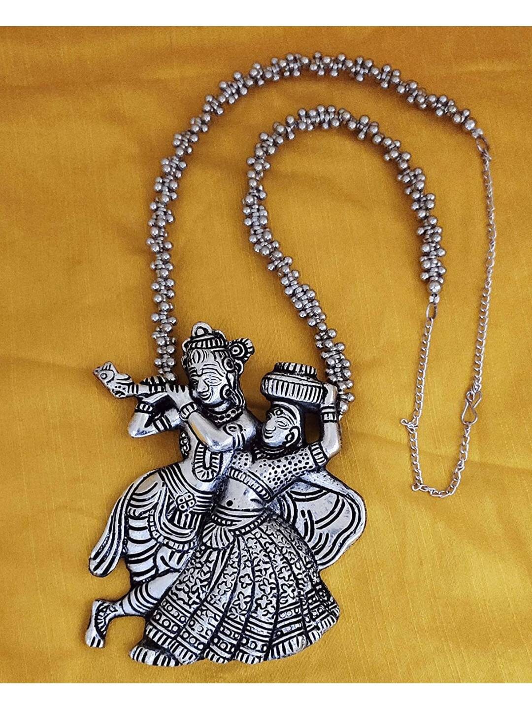 Oxidised Silver Radha Krishna Long Necklace by Sparkling Jewellery/ Indian Jewellery, Fashion Jewellery, Diwali Gift, Love Necklace | Save 33% - Rajasthan Living 16