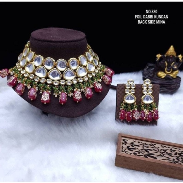 Tanjore Kundan Necklace Set, Simple Kundan Set, Multi Color Kundan Set, Meena Kundan Necklace Set, Indian Kundan Jewellery, Kundan Meena | Save 33% - Rajasthan Living 7