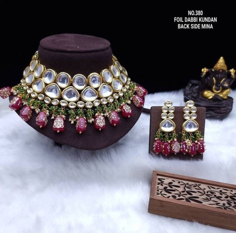 Tanjore Kundan Necklace Set, Simple Kundan Set, Multi Color Kundan Set, Meena Kundan Necklace Set, Indian Kundan Jewellery, Kundan Meena | Save 33% - Rajasthan Living 13