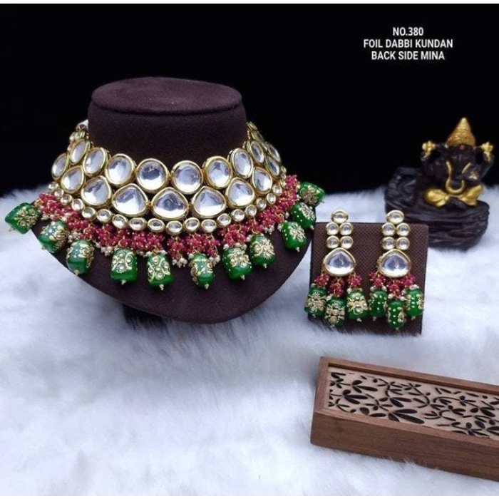 Tanjore Kundan Necklace Set, Simple Kundan Set, Multi Color Kundan Set, Meena Kundan Necklace Set, Indian Kundan Jewellery, Kundan Meena | Save 33% - Rajasthan Living 8
