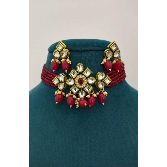 Kundan Choker Necklace, Indian Choker Necklace Set for Women, Beads Necklaces for Women,bridesmaids Necklace Set, Kundan Wedding Jewellery | Save 33% - Rajasthan Living 10
