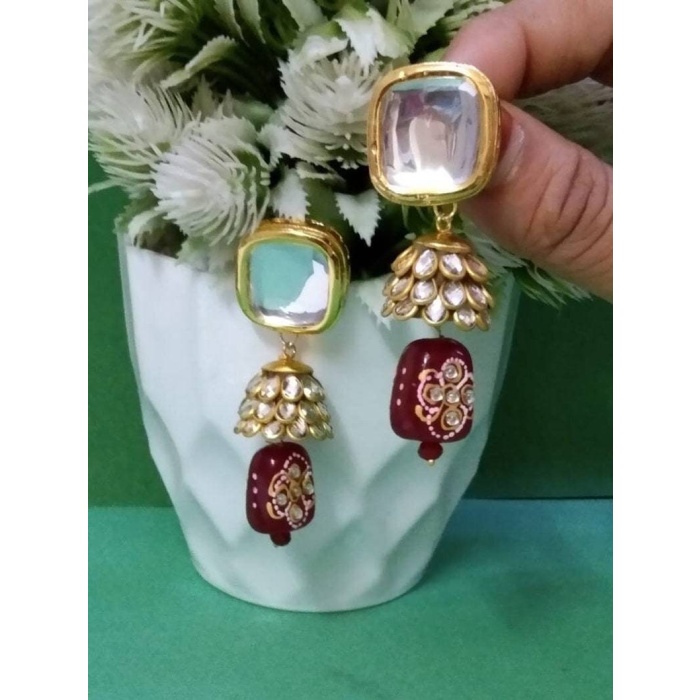 Kundan Earrings Jewelry Set, Designer Minakari Beads Earrings, South Indian Earrings, Punjabi Earrings, Pakistani Set, Bridesmaid Earrings | Save 33% - Rajasthan Living 5