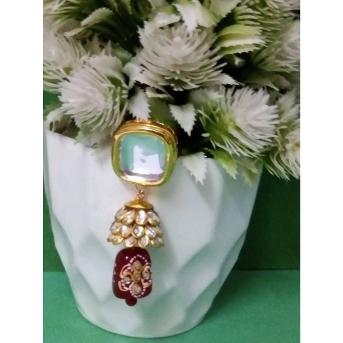 Kundan Earrings Jewelry Set, Designer Minakari Beads Earrings, South Indian Earrings, Punjabi Earrings, Pakistani Set, Bridesmaid Earrings | Save 33% - Rajasthan Living 7