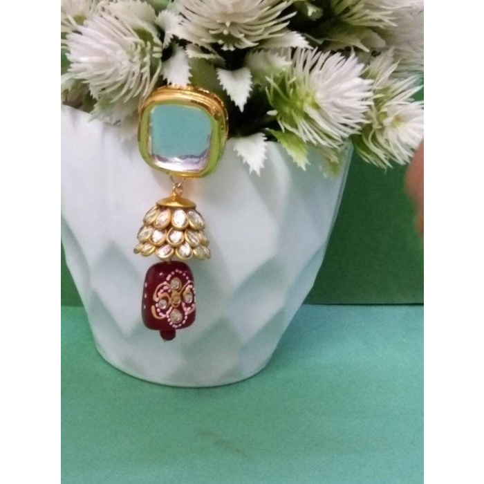 Kundan Earrings Jewelry Set, Designer Minakari Beads Earrings, South Indian Earrings, Punjabi Earrings, Pakistani Set, Bridesmaid Earrings | Save 33% - Rajasthan Living 9