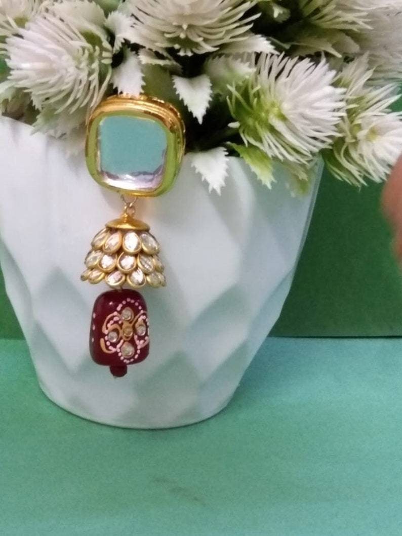 Kundan Earrings Jewelry Set, Designer Minakari Beads Earrings, South Indian Earrings, Punjabi Earrings, Pakistani Set, Bridesmaid Earrings | Save 33% - Rajasthan Living 15