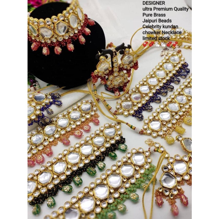 Royal Tanjore Kundan Choker Set, Pastel Kundan Choker, Pink Kundan Choker, Blue Kundan Choker, Green Kundan Choker, Simple Kundan Jewelry | Save 33% - Rajasthan Living 5