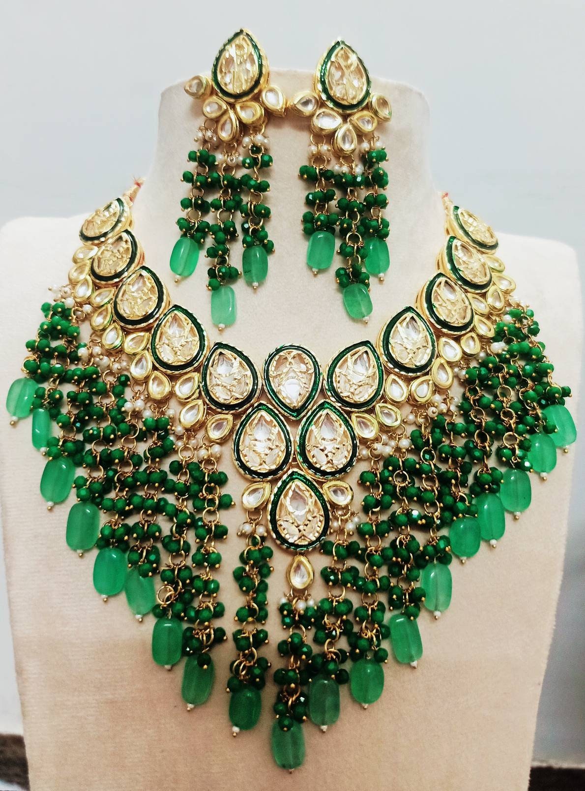 Kundan Necklace Set,green Choker Set,indian Jewellery, Bollywood Style Choker Set, Partywear Kundan, Meena Necklace for Women,girls Gift | Save 33% - Rajasthan Living 13