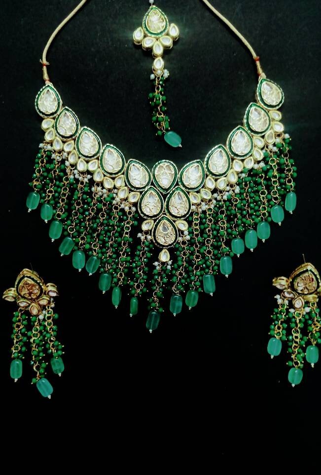 Kundan Necklace Set,green Choker Set,indian Jewellery, Bollywood Style Choker Set, Partywear Kundan, Meena Necklace for Women,girls Gift | Save 33% - Rajasthan Living 18