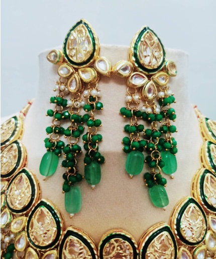 Kundan Necklace Set,green Choker Set,indian Jewellery, Bollywood Style Choker Set, Partywear Kundan, Meena Necklace for Women,girls Gift | Save 33% - Rajasthan Living 15