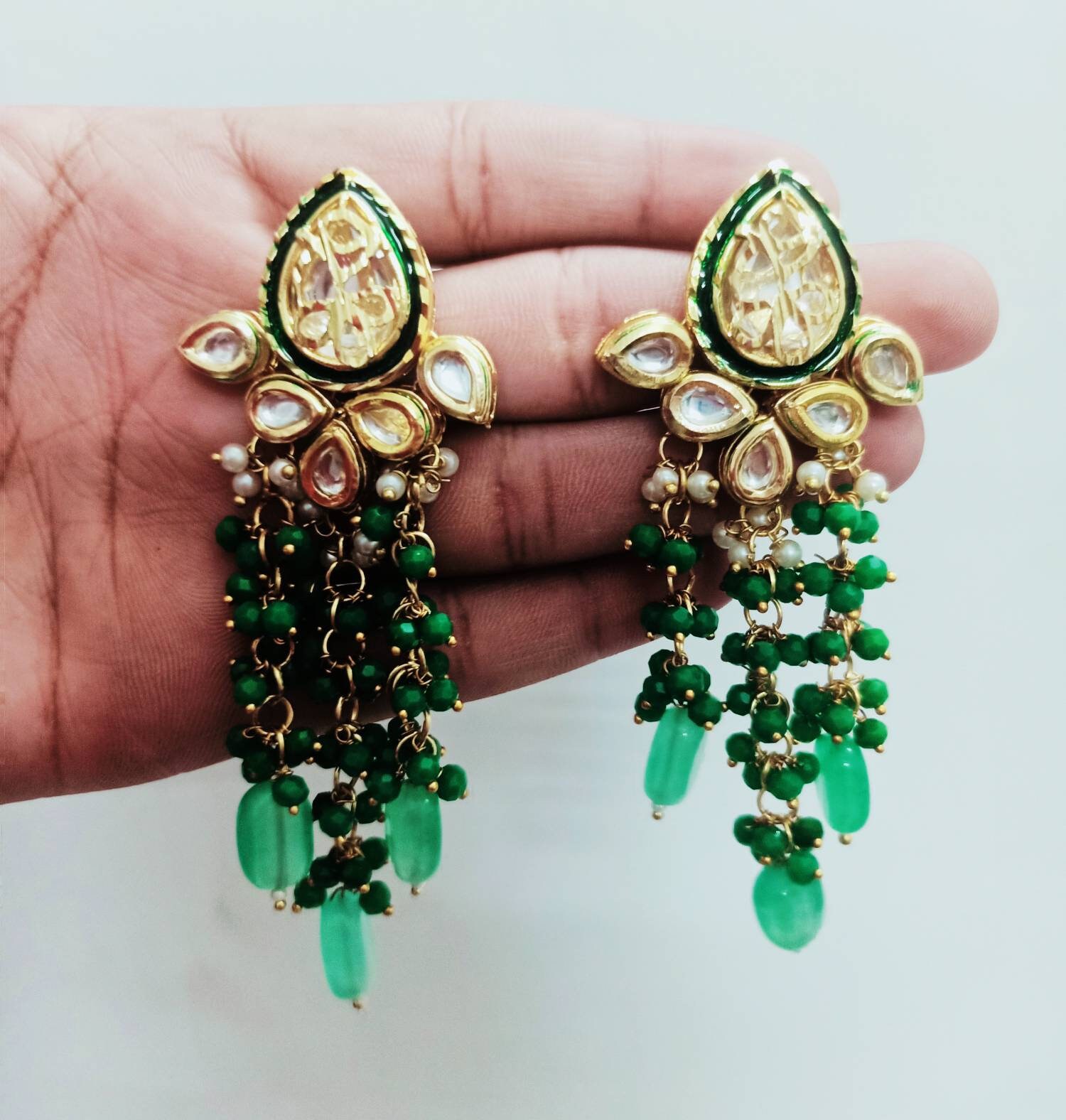 Kundan Necklace Set,green Choker Set,indian Jewellery, Bollywood Style Choker Set, Partywear Kundan, Meena Necklace for Women,girls Gift | Save 33% - Rajasthan Living 17