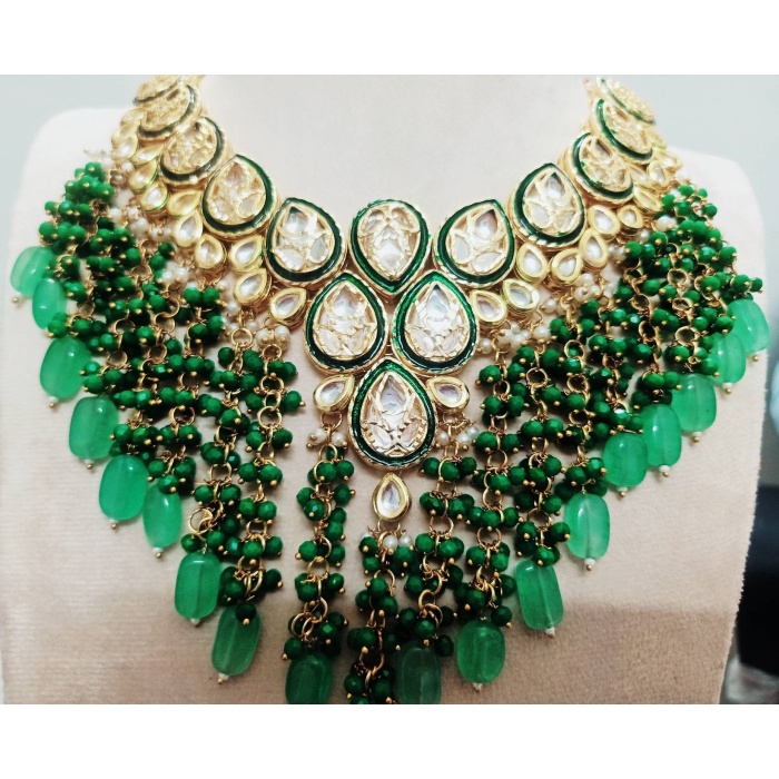 Kundan Necklace Set,green Choker Set,indian Jewellery, Bollywood Style Choker Set, Partywear Kundan, Meena Necklace for Women,girls Gift | Save 33% - Rajasthan Living 6