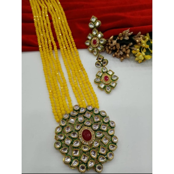 Traditional Indian Necklace . Kundan Polki Set . Beaded Necklace With Polki Pendent . Ethnic Indian Necklace . Party Wear Necklace . Woman | Save 33% - Rajasthan Living 7