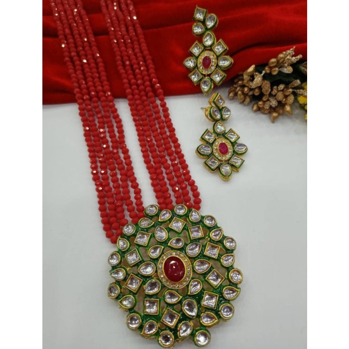 Traditional Indian Necklace . Kundan Polki Set . Beaded Necklace With Polki Pendent . Ethnic Indian Necklace . Party Wear Necklace . Woman | Save 33% - Rajasthan Living 10
