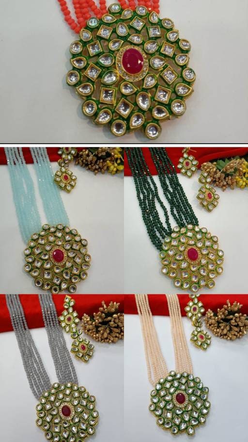 Traditional Indian Necklace . Kundan Polki Set . Beaded Necklace With Polki Pendent . Ethnic Indian Necklace . Party Wear Necklace . Woman | Save 33% - Rajasthan Living 11