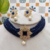 Beautiful Designer Blue Beads Kundan Necklace Set With Earrings, Indian Choker Blue Choker, Indin Necklace, American Diamond Necklace Set | Save 33% - Rajasthan Living 9