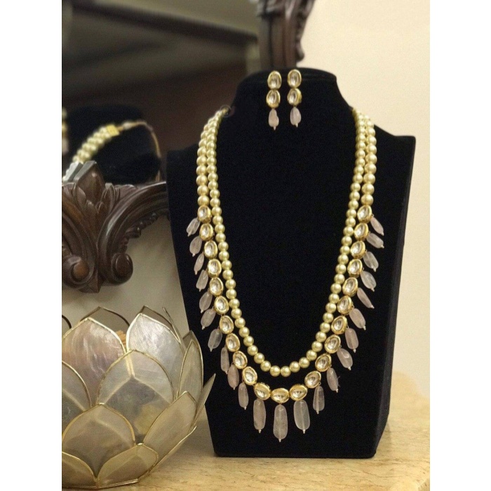 Indian Traditional Kundan Long Nacklace Jewelry Set, Necklace, Kundan Jewelry in Cream Pearls, Kundan Meena, Diwali Sale, New Long Jewellery | Save 33% - Rajasthan Living 7
