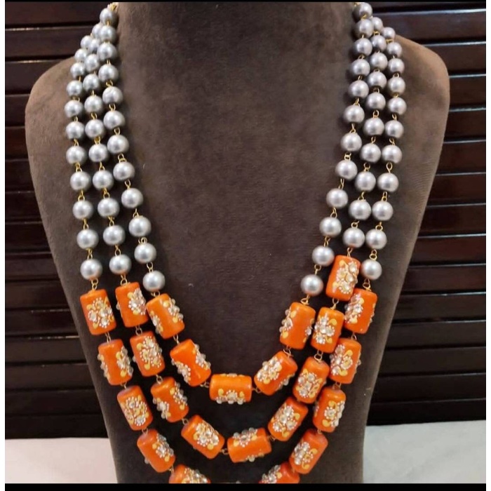 3 Layer Colourful Long Necklace Set/designer Necklace Set/multi Color Set/victorian Necklace/long Kundan Necklace/navratan Set/kundan Chokr | Save 33% - Rajasthan Living 6