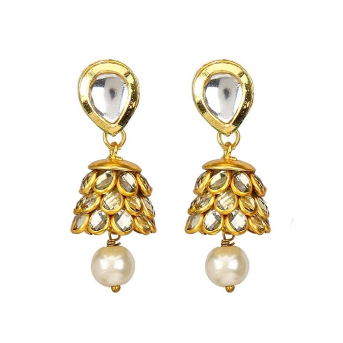 Polki Earrings/indian Earrings/chandbali Earrings/south Indian Jewelry/temple Earrings/pearl Drop Earrings/ Delicate Earrings/ Flower Style | Save 33% - Rajasthan Living 7