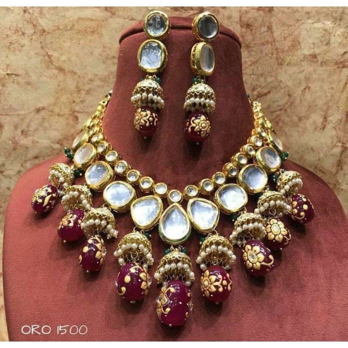 Big Size Hand Painted Onyx Kundan Choker Set Sabyasachi Wedding Choker Kundan Pearl Jewelry Sabyasachi Inspired Wedding Necklace Ad Necklace | Save 33% - Rajasthan Living 6