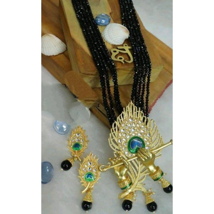 Load Krishna Necklace Set With Matching Peacock Feather Earrings | Save 33% - Rajasthan Living 9