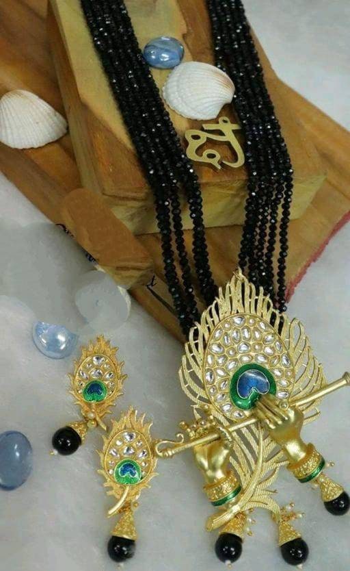 Load Krishna Necklace Set With Matching Peacock Feather Earrings | Save 33% - Rajasthan Living 17