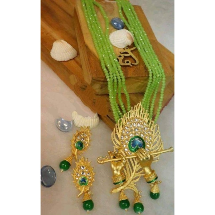 Load Krishna Necklace Set With Matching Peacock Feather Earrings | Save 33% - Rajasthan Living 7