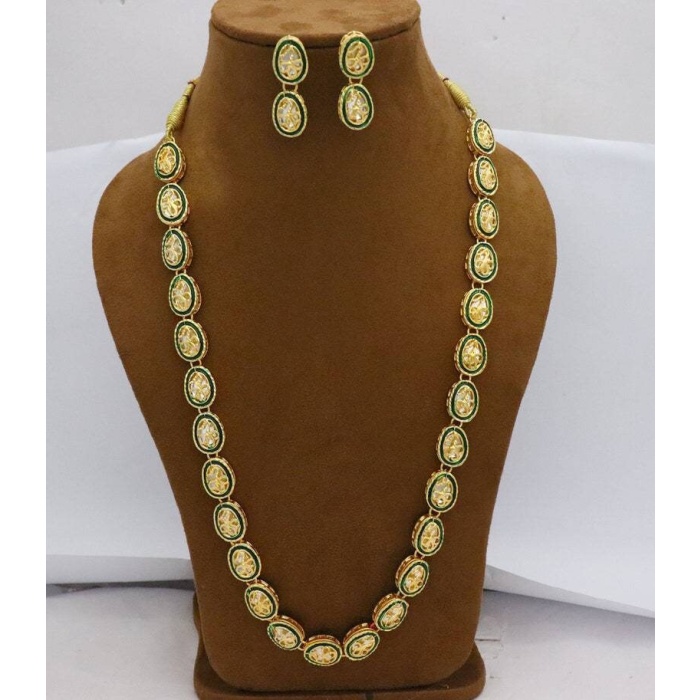 Long Kundan Mala Necklace Studs Jewelry Jewellery Set, Indian Bridal Party Wear Gold Plated Necklace Set, Bridal Handmade Jewelry, Diwali | Save 33% - Rajasthan Living 5
