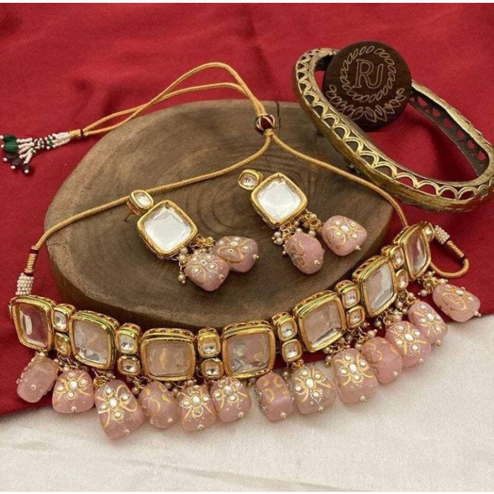 Tanjore Kundan Choker Set, Simple Kundan Set, Multi Color Kundan Set, Meena Kundan Necklace Set, Indian Kundan Jewellery, Punjabi Jewelry | Save 33% - Rajasthan Living 5