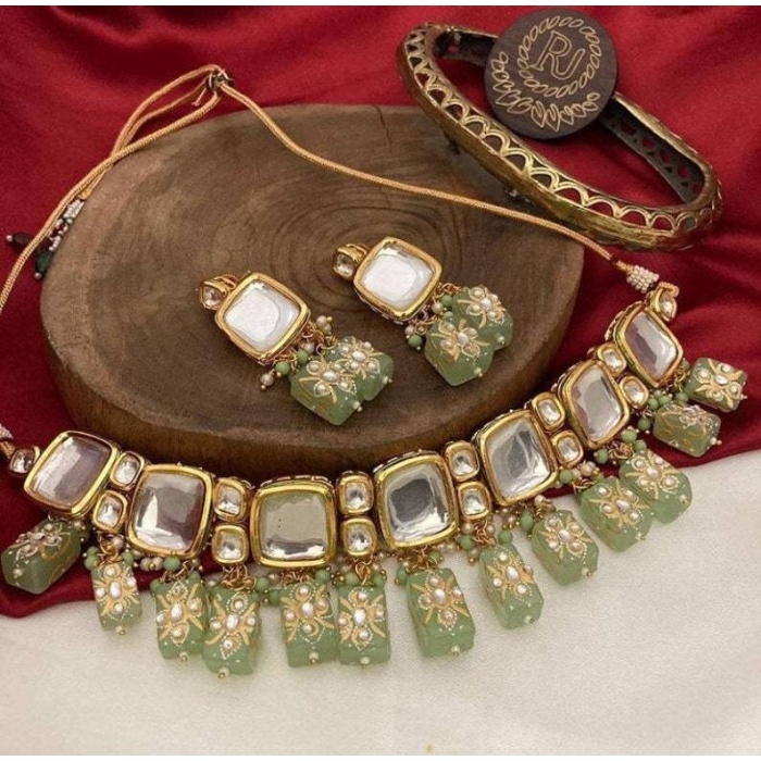 Tanjore Kundan Choker Set, Simple Kundan Set, Multi Color Kundan Set, Meena Kundan Necklace Set, Indian Kundan Jewellery, Punjabi Jewelry | Save 33% - Rajasthan Living 9