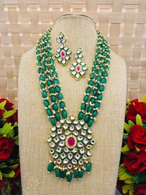 New Fashion Long Polki Necklace – Pearl Necklace – Kundan Necklace Set W/earrings – Indian Wedding Bridal Jewelry Kundan Meena, Diwali Sale | Save 33% - Rajasthan Living 11