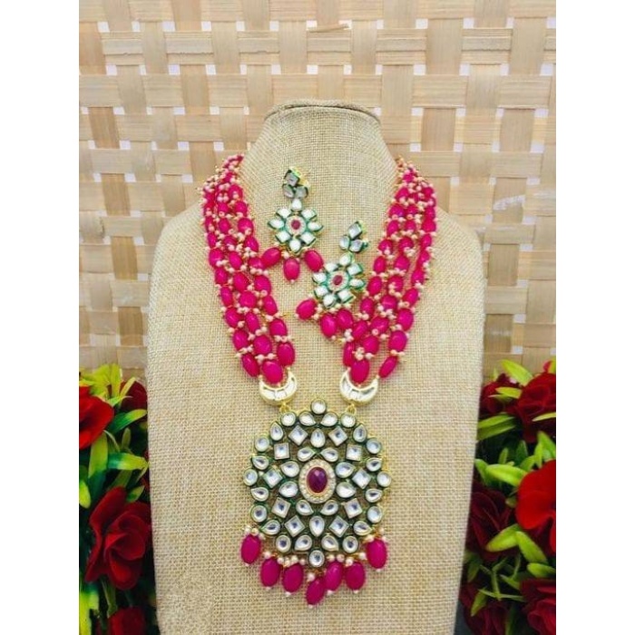New Fashion Long Polki Necklace – Pearl Necklace – Kundan Necklace Set W/earrings – Indian Wedding Bridal Jewelry Kundan Meena, Diwali Sale | Save 33% - Rajasthan Living 9