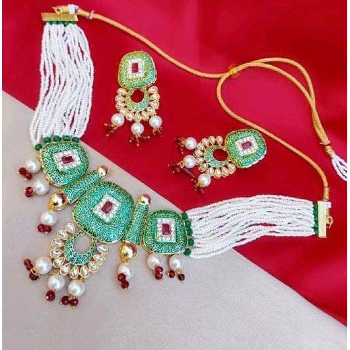 New Fashion Choker Polki Necklace – Pearl Necklace – Kundan Necklace Set W/earrings – Indian Wedding Bridal Jewelry Kundan Meena Diwali Sale | Save 33% - Rajasthan Living 7