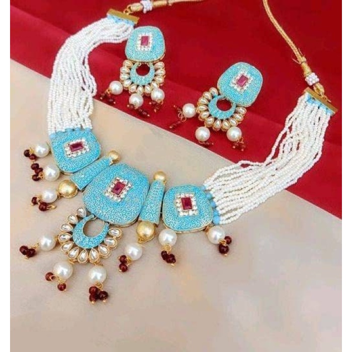 New Fashion Choker Polki Necklace – Pearl Necklace – Kundan Necklace Set W/earrings – Indian Wedding Bridal Jewelry Kundan Meena Diwali Sale | Save 33% - Rajasthan Living 6