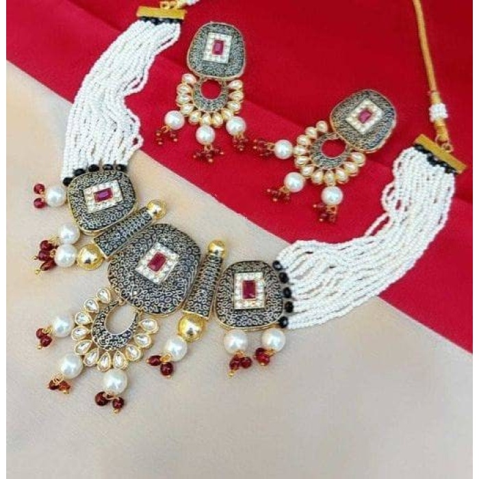 New Fashion Choker Polki Necklace – Pearl Necklace – Kundan Necklace Set W/earrings – Indian Wedding Bridal Jewelry Kundan Meena Diwali Sale | Save 33% - Rajasthan Living 8