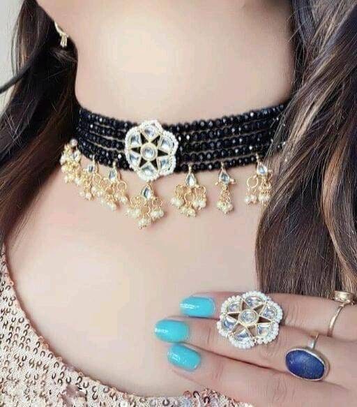 Bridal Set, Pearl Choker Necklace Earrings, Indian Bridal Jewelry Set, Kundan Jewelry, Victorian Pearl Choker Statement, Bollywood Jewelry | Save 33% - Rajasthan Living 15