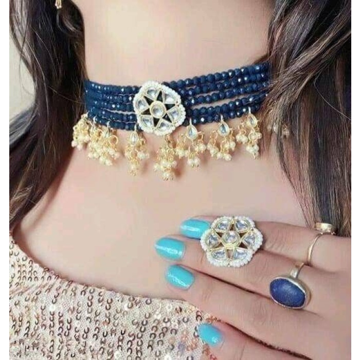Bridal Set, Pearl Choker Necklace Earrings, Indian Bridal Jewelry Set, Kundan Jewelry, Victorian Pearl Choker Statement, Bollywood Jewelry | Save 33% - Rajasthan Living 9