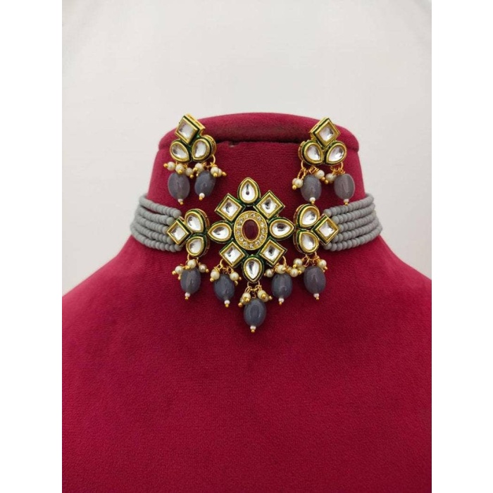 Kundan Choker Necklace, Indian Choker Necklace Set for Women, Beads Necklaces for Women,bridesmaids Necklace Set, Kundan Wedding Jewellery | Save 33% - Rajasthan Living 7