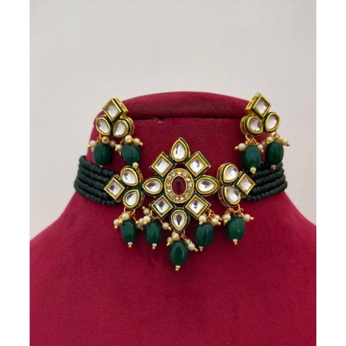 Kundan Choker Necklace, Indian Choker Necklace Set for Women, Beads Necklaces for Women,bridesmaids Necklace Set, Kundan Wedding Jewellery | Save 33% - Rajasthan Living 9
